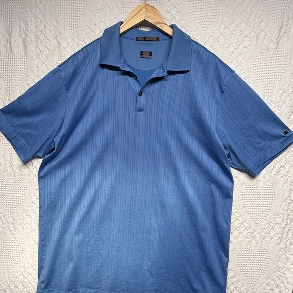 Nike Other - Tiger Woods Nike Golf Mens XXL Blue Pin Stripe Nike Fit Dry Polo Shirt